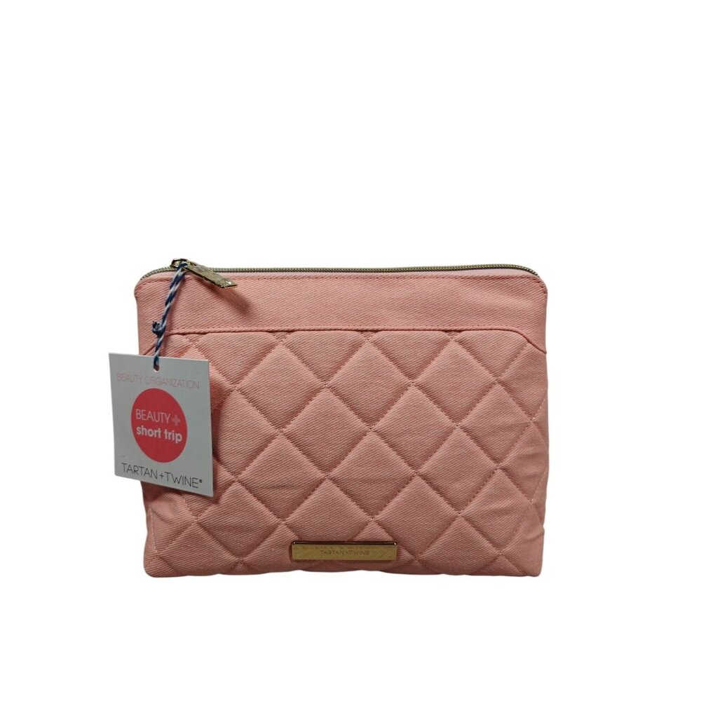 Tartan + Twine Pink Quilted Clutch Travel Organizer Makeup Bag NEW